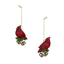 Holiday Poinsettia Ornament Resin Cardinal with Bells, 3.5"H, Asst of 2