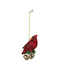 Holiday Poinsettia Ornament Resin Cardinal with Bells, 3.5"H, Asst of 2