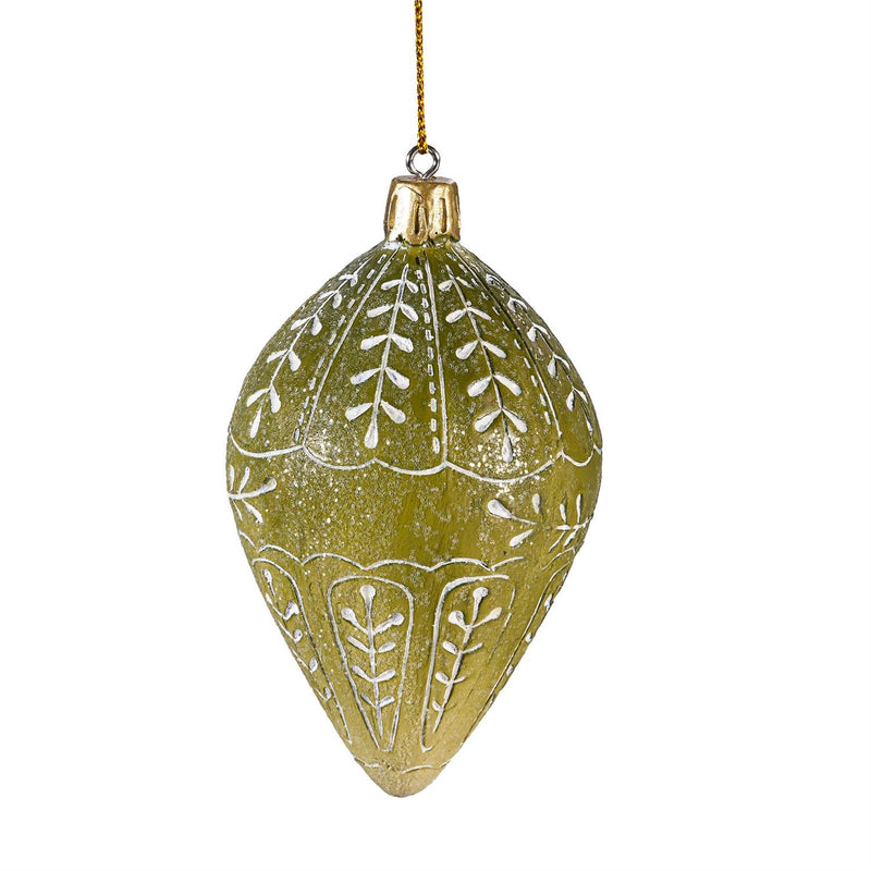 Shades of Green Ornament Teardrop Resin, Asst, 4.25"H