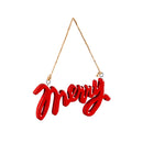 Wood Sentiment Ornament, 2 Asst: Merry/Bright