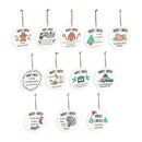 Traditional Santa Ornament Christmas Most Likely To... Round Wood with Wood Display