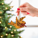 Wood and Fabric Bird with Bow and Bell Ornament