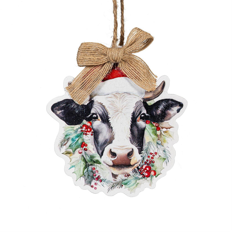 Woodland Storybook Ornament Christmas Farm Animal Wood, Asst, 5"H