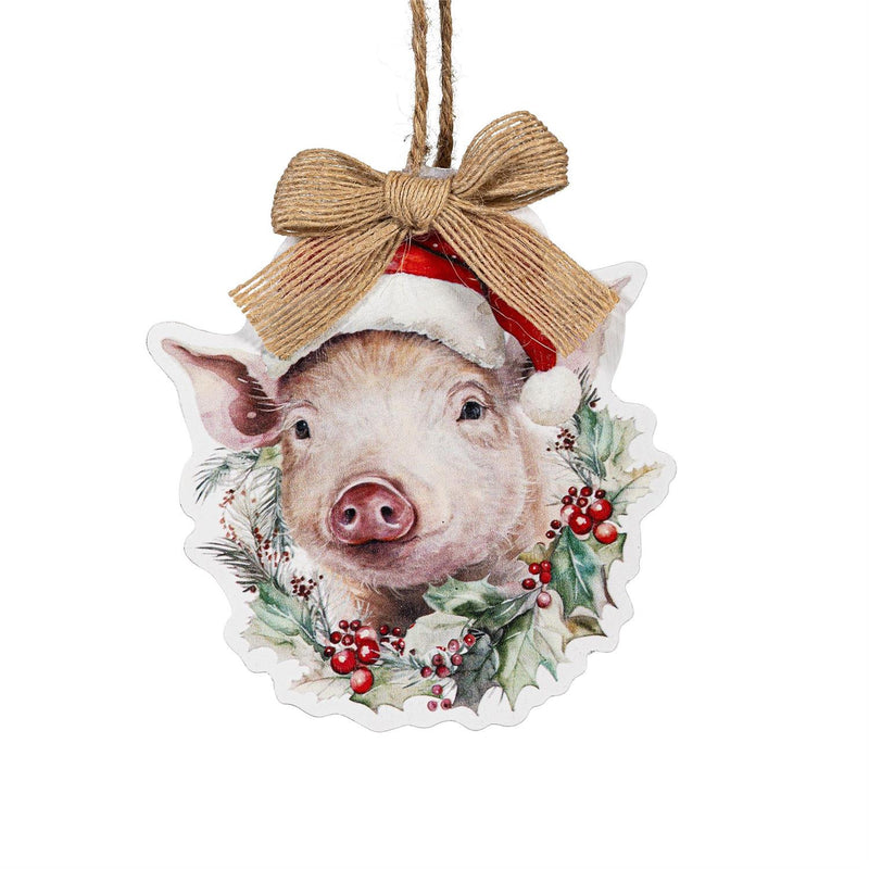 Woodland Storybook Ornament Christmas Farm Animal Wood, Asst, 5"H