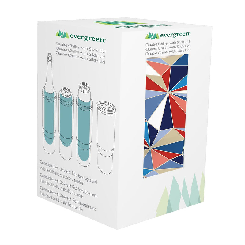 Triangles Stainless Steel Quatre Chiller with Silicone Cap and Tumbler Slide Lid, Gift Box