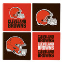 Cleveland Browns Ceramic Coasters Set, 4pcs with Wood Caddy