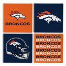 Denver Broncos Ceramic Coasters Set, 4pcs with Wood Caddy