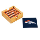 Denver Broncos Ceramic Coasters Set, 4pcs with Wood Caddy