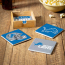 Detroit Lions Ceramic Coasters Set, 4pcs with Wood Caddy