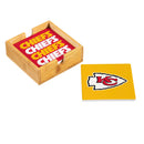 Kansas City Chiefs Ceramic Coasters Set, 4pcs with Wood Caddy