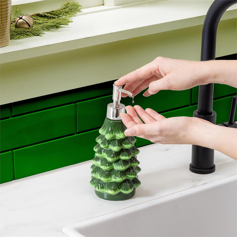 Shades of Green Soap Dispenser Ceramic Tree