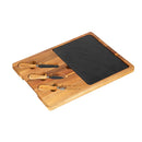 13" Wood Serving Set with Slate Board and Utensils