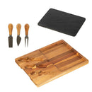 13" Wood Serving Set with Slate Board and Utensils