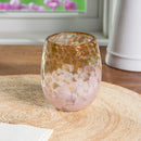 13 oz Stemless Hand Blown Glass with Gift Box, Gold and White,3sl1018