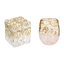 13 oz Stemless Hand Blown Glass with Gift Box, Gold and White,3sl1018
