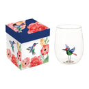 17oz. Stemless Figurine Glass w/ Gift Box, Hummingbird,3sl1075