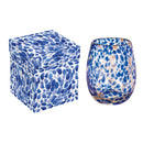 13oz. Stemless Hand Blown Glass with Gift Box, Cobalt and Rose Sparkle,3sl1081