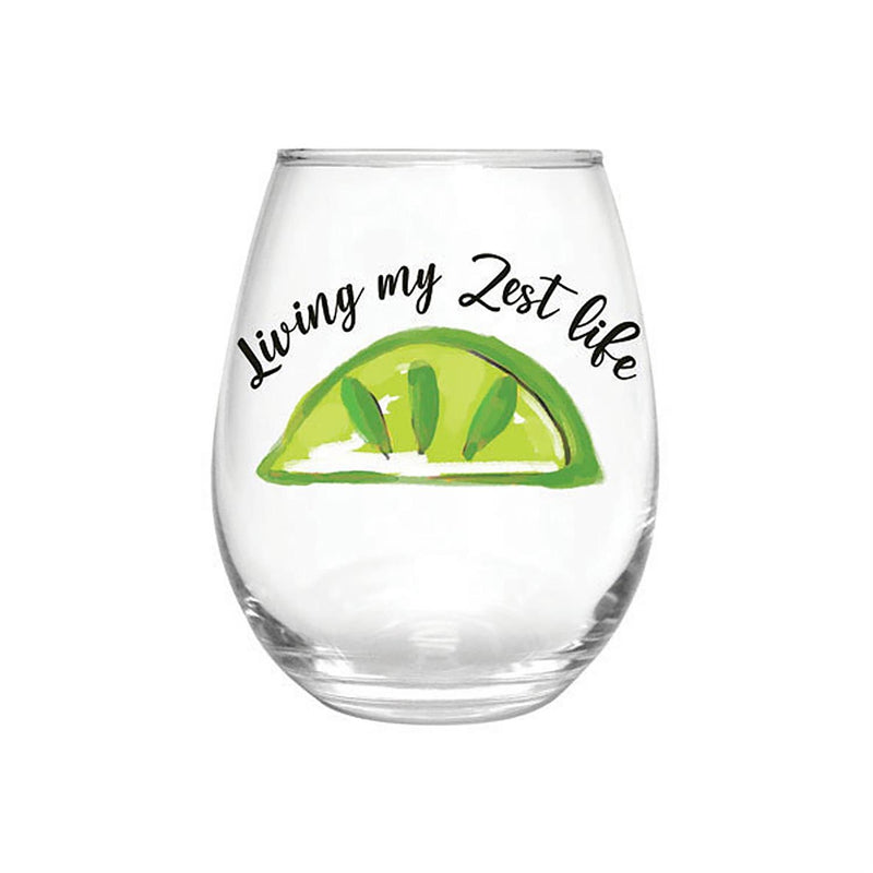 17 OZ Stemless Glass w/Box, Living my Zest Life