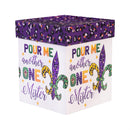 Mardi Gras Fleur De Lis Stemless Glass, 17oz, Gift Box