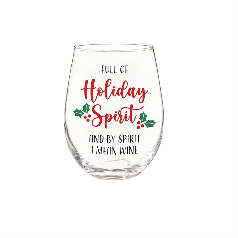 Christmas Vacation Wine Glass Stemless Glass, Holiday Spirit, 17oz, Gift Box