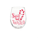 Baking Spirits Bright Wine Glass Stemless Glass, Sweet But Twisted, 17oz, Gift Box