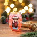 Holly Homestead Wine Glass Stemless Glass, Highland Cow, 17oz, Gift Box