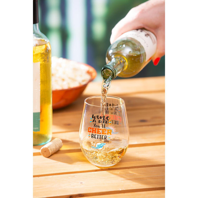 Miami Dolphins, 17oz Boxed Stemless Wine
