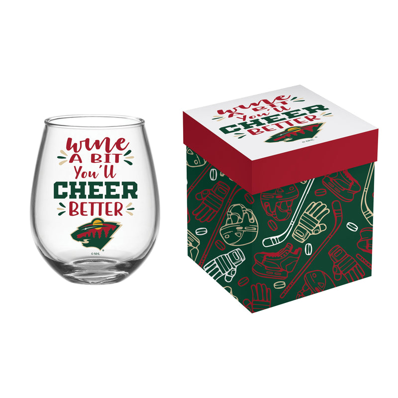 Stemless Glass with Matching Gift Box, Minnesota Wild,3sl4363