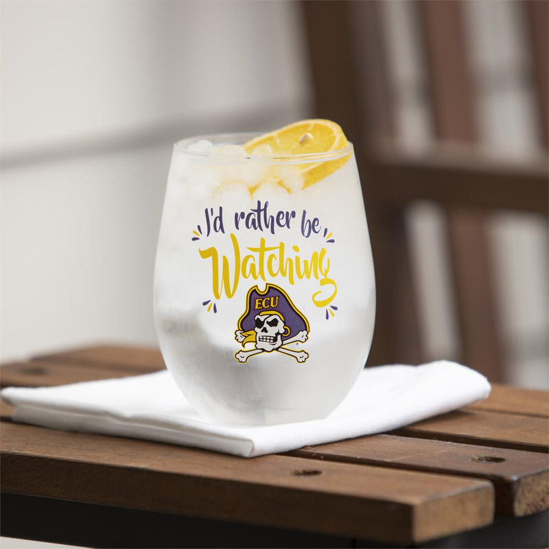 ECU, 17OZ Boxed Stemless Glass