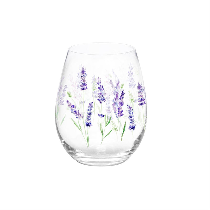 Stemless Glass w/ Box, 17oz, Lavender Fields