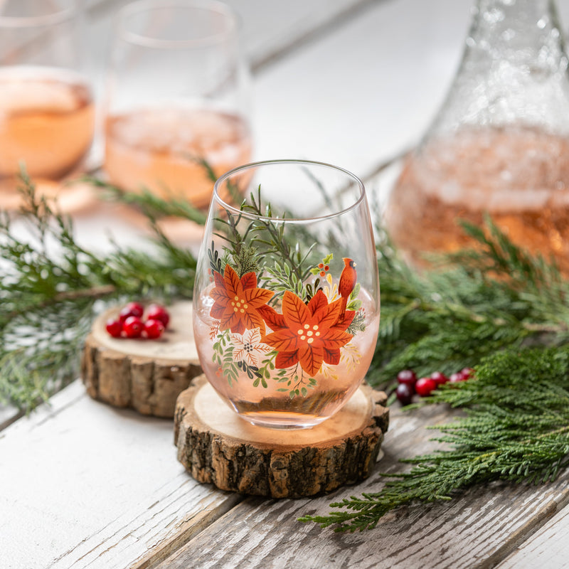 Stemless Glass w/ Box, 17oz, Holiday Greenhouse,3sl9899