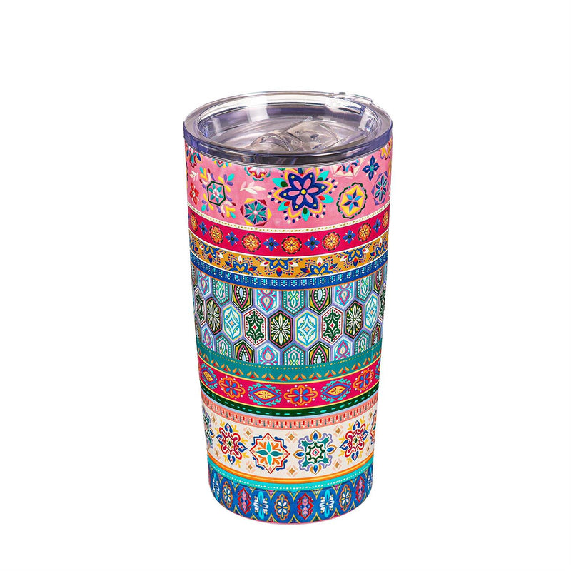 Geometric Tapestry Stripes Double Wall Stainless Steel Tumbler, 20oz, Gift Box