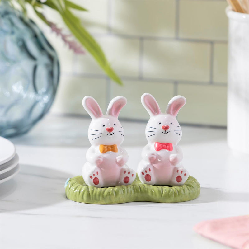 Easter Bunny Scene Ceramic Salt and Pepper Set