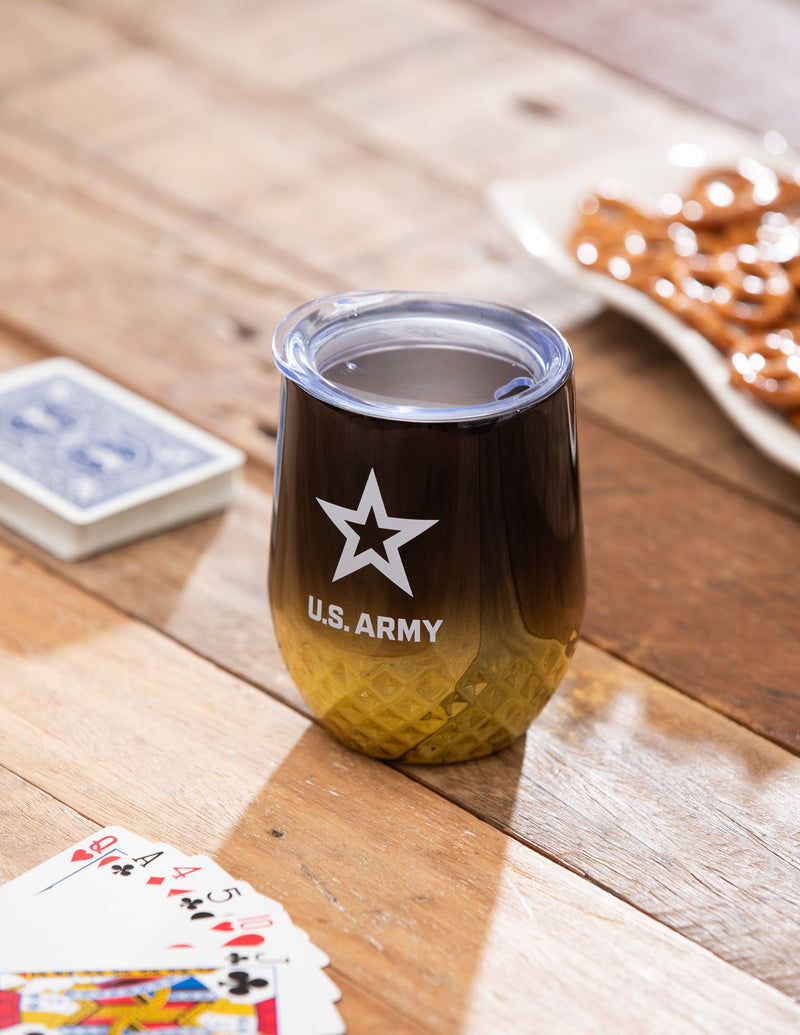 US Army, Electroplated Stainless Steel Stemless Cup, 12oz,3ssh5063w