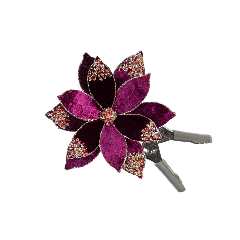 Glittered Velvet Flower Clips,3sy161