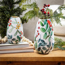 VivaStyle VivaStyle Poinsettia Bliss Vase, Metal Vase, Festive Foliage, Set of 2