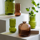 6.5" Clear Glass, Textured Vase, Amber