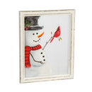 Snowman with Cardinal Hand Painted Screen Wood Frame Wall Decor, 16"W x 20"H,3wp825