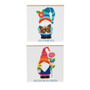 10" H x 10" L Indoor Square Wood Gnome Wall Décor