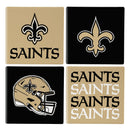 New Orleans Saints Ceramic Coasters Set, 4pcs with Wood Caddy
