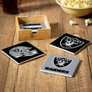 Las Vegas Raiders Ceramic Coasters Set, 4pcs with Wood Caddy