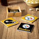 Pittsburgh Steelers Ceramic Coasters Set, 4pcs with Wood Caddy