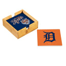 Detroit Tigers Ceramic Coasters Set, 4pcs with Wood Caddy