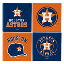 Houston Astros Ceramic Coasters Set, 4pcs with Wood Caddy