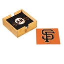 San Francisco Giants Ceramic Coasters Set, 4pcs with Wood Caddy
