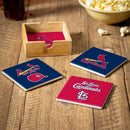 St Louis Cardinals Ceramic Coasters Set, 4pcs with Wood Caddy