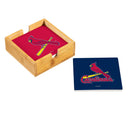 St Louis Cardinals Ceramic Coasters Set, 4pcs with Wood Caddy