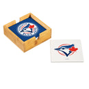 Toronto Blue Jays Ceramic Coasters Set, 4pcs with Wood Caddy