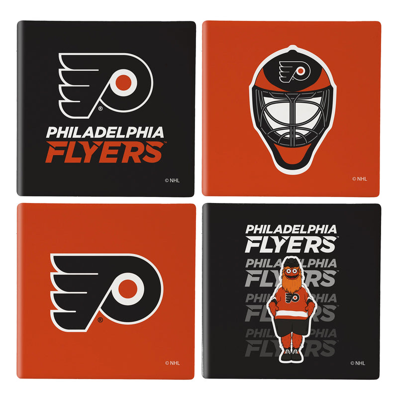 Philadelphia Flyers Ceramic Coasters Set, 4pcs with Wood Caddy