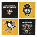 Pittsburgh Penguins Ceramic Coasters Set, 4pcs with Wood Caddy